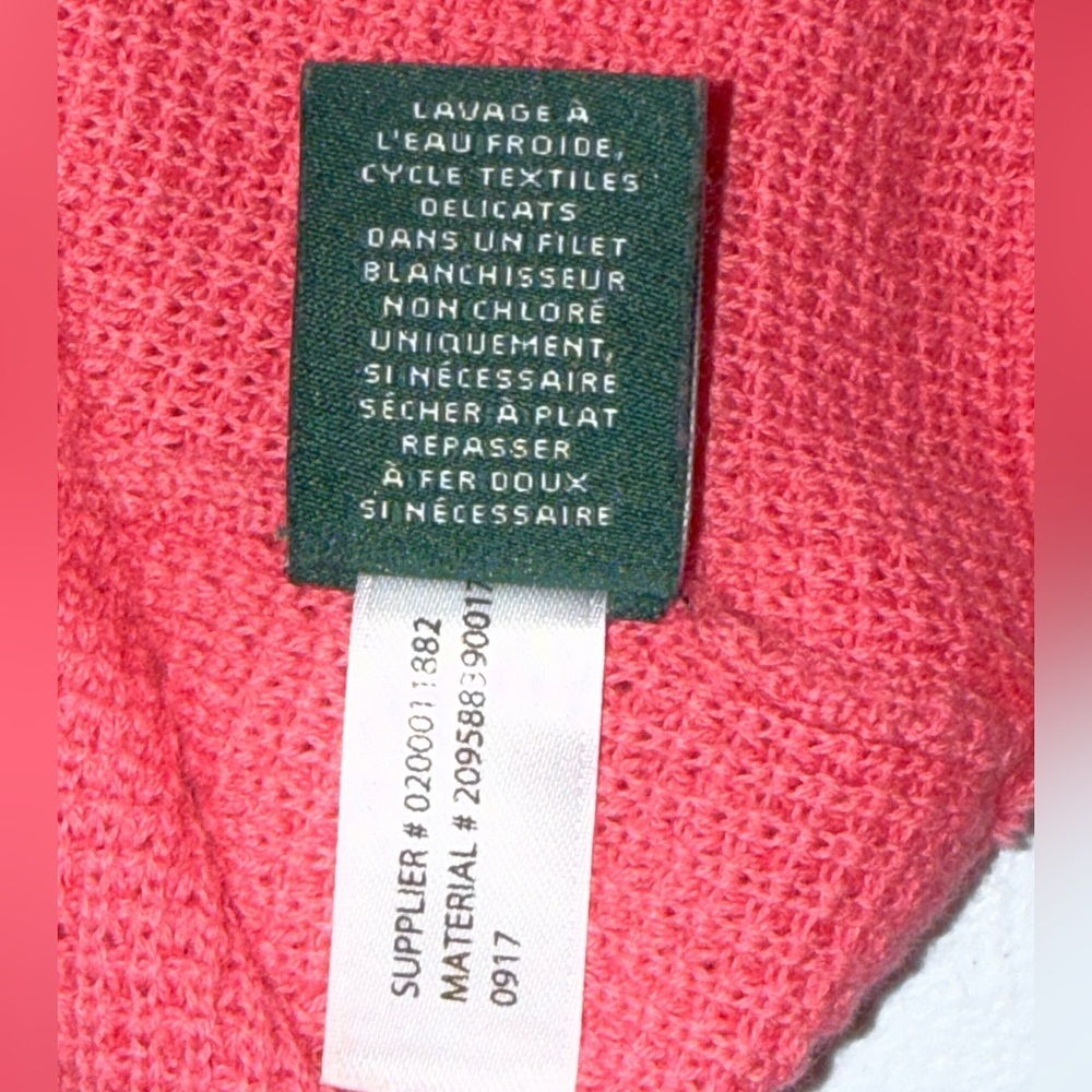 Lauren Ralph Lauren Coral Cowl Neck Cotton Knit Sweater Size large thermal - Picture 9 of 11